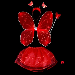 SET MARIPOSA ROJO 4 PIEZAS x 1